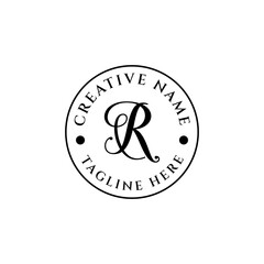 emblem letter R feminine brand logo