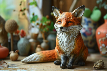 A whimsical portrayal of a pleasantly plump fox, cheeks adorned with a mischievous expression, adding a touch of playful charm to the irresistible allure of chubby wild animals. - obrazy, fototapety, plakaty