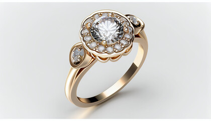 Elegant diamond ring set in isolation on a white background