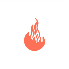 Fire, flame. Red flame icon. Hot surface, campfire, flammable symbol. Stock vector illustration isolated on white background.