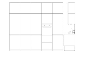 Kitchen interior furniture isolated on a white background, outline illustration, sketch