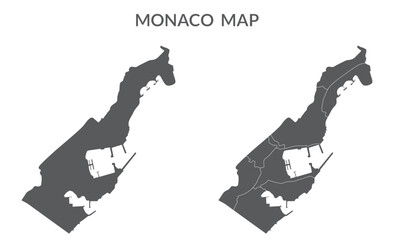 Monaco map. Map of Monaco in set in grey