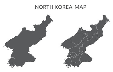 North Korea map. Map of North Korea in set in grey