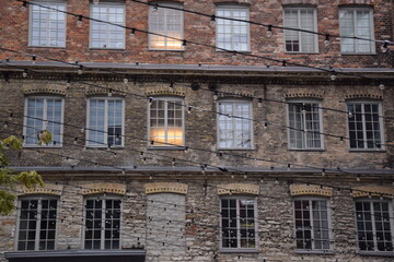 facade of an house decorated with lighting
