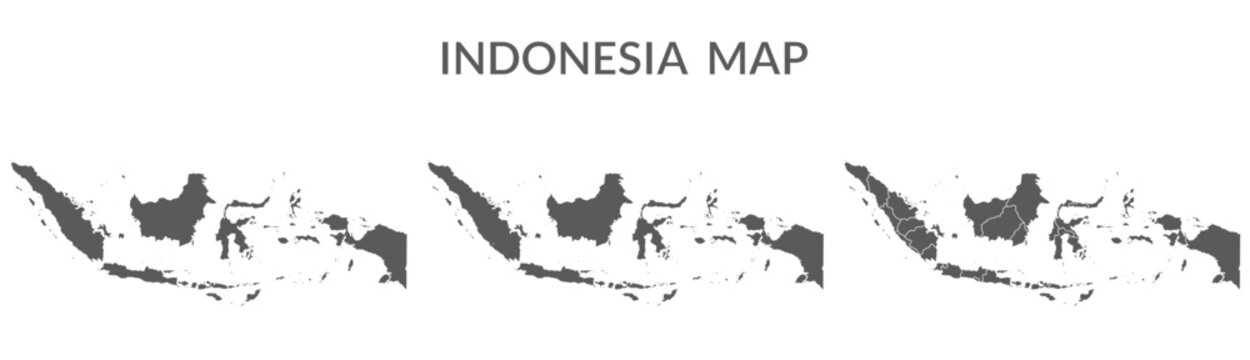 Indonesia map. Map of Indonesia in set in grey