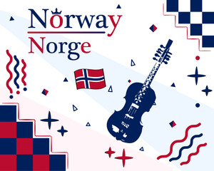 Vector illustration of Norway, with national and folk symbols
