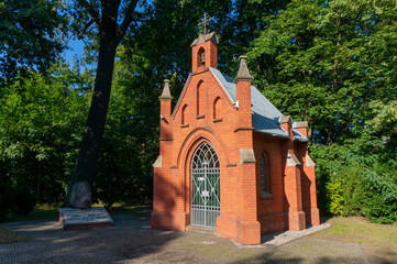 Roadside Chapel of St. Barbara (kaplica sw. Barbary) was built in the neo-Gothic style in Krywald,...