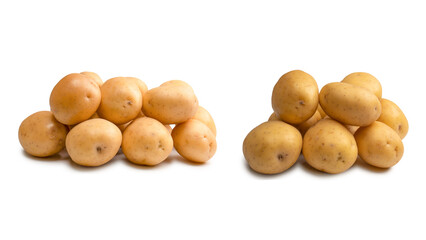 A group of fresh tasty potato isolated on white background.
