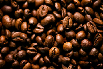 Fototapeta premium Full Frame Close Up Studio Shot Of Roasted Coffee Beans