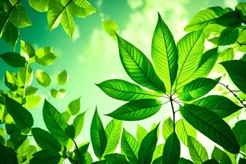 Nature of green leaf in garden at summer. Natural green leaves plants using as spring background cover page greenery environment ecology wallpaper  