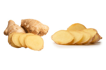 Ginger root isolated on white background.