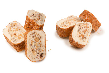 Sweet roll with nuts, turkish sweets.