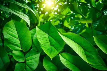 Nature of green leaf in garden at summer. Natural green leaves plants using as spring background cover page greenery environment ecology wallpaper  