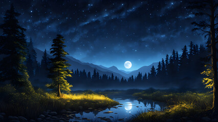 Fototapeta na wymiar Moon night dark nature background