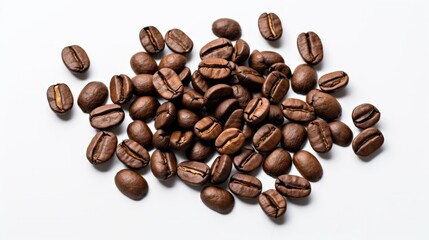 Fototapeta premium Coffee beans on a white background. Neural network AI generated art