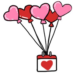 calendar with heart balloons 