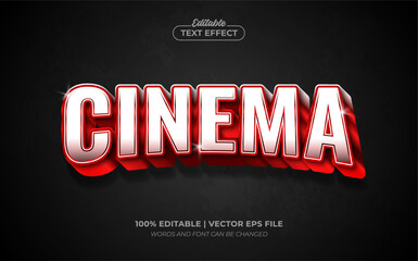 Cinema Movies 3D Red Text Effect, Editable Text Effect