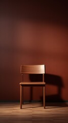 A Wooden Chair Against a Red Wall