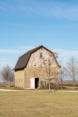 Old weathered wooden barn in rural Livingston county, Illinois, USA.