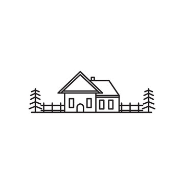 village house line logo design vector image