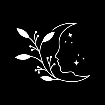 crescent flower women logo design vector image