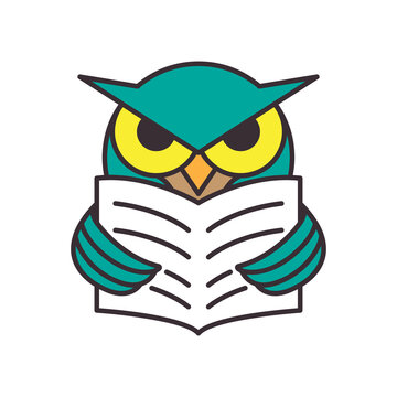 owl reading logo design vector image
