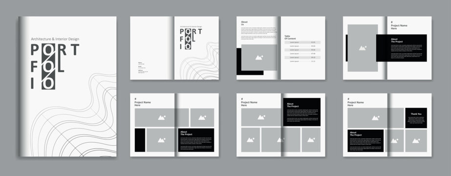 Architecture portfolio design template, architecture and interior design portfolio layout, a4 standard size brochure for architecture portfolio