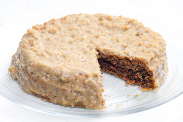 nut cake on the glass plate