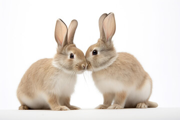 Obraz premium Couple of rabbit on white background. Generative AI