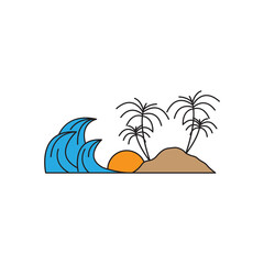seashore sunset logo design vector image