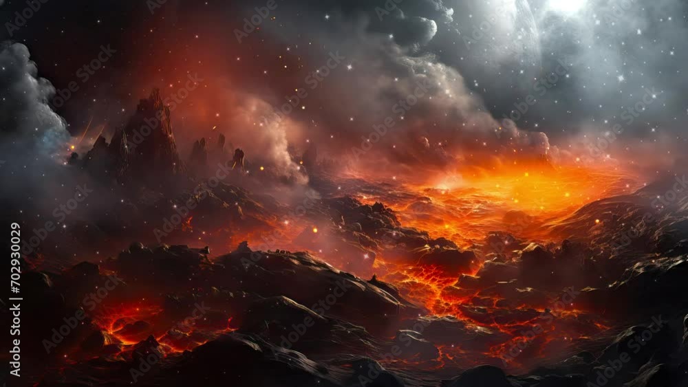 Wall mural galaxy and nebula. flying over the firing planet. abstract space background. endless universe with s