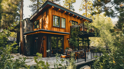 Luxury Cabin In The Summer Forrest