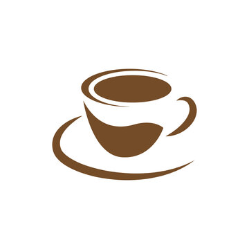 line art coffee cup logo design vector image