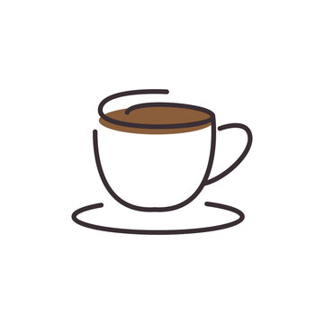 line art coffee cup logo design vector image
