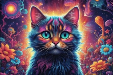 A cute cat Wallpaper and Psychedelic art /DMT art