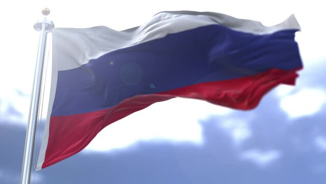 Russia flag waving against the sky. High quality 4k footage