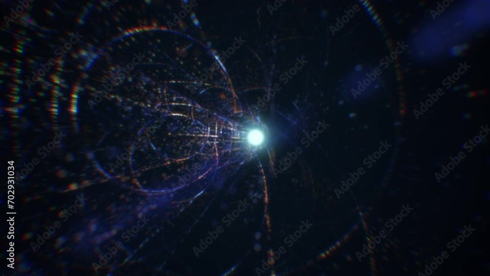 Aufkleber abstract digital tunnel into virtual space consisting of a bright stream of particles