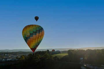 Hot air balloon drifting of the landscape