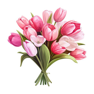 Bouquet of pink tulips. AI generated image