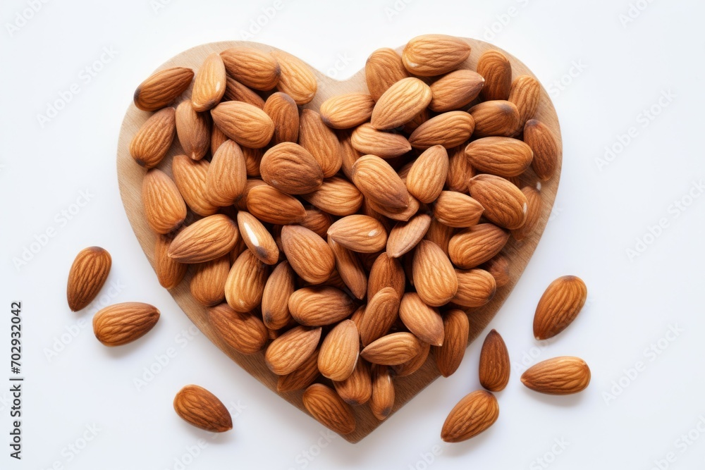 Poster heart-shaped nuts. background with selective focus and copy space
