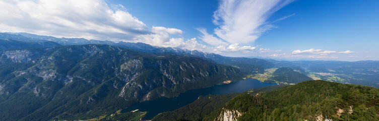 Fototapeta na wymiar Mountain landscape in Slovenia near the town of Bohinj above the lake.
