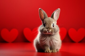 Cute bunny for advertising. Background with selective focus and copy space