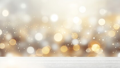 a christmas background with gold lights, in the style of light yellow and light gray, light beige and white - obrazy, fototapety, plakaty