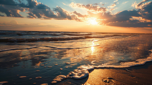 Coastal Radiance: A Palette of Sunset Splendor. Generative AI