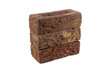 Stack of bricks isolated on the white background