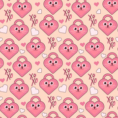 Obraz premium Love padlock seamless pattern with hearts 