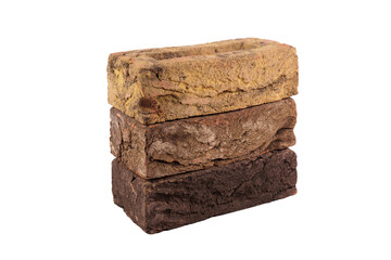 Stack of bricks isolated on the white background