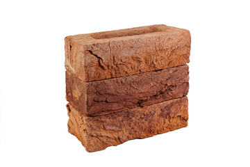 Stack of bricks isolated on the white background
