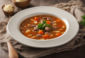 Hearty vegetable and beef broth stew