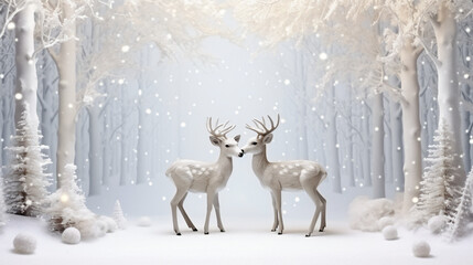 A beautiful cute couple of deer in Christmas